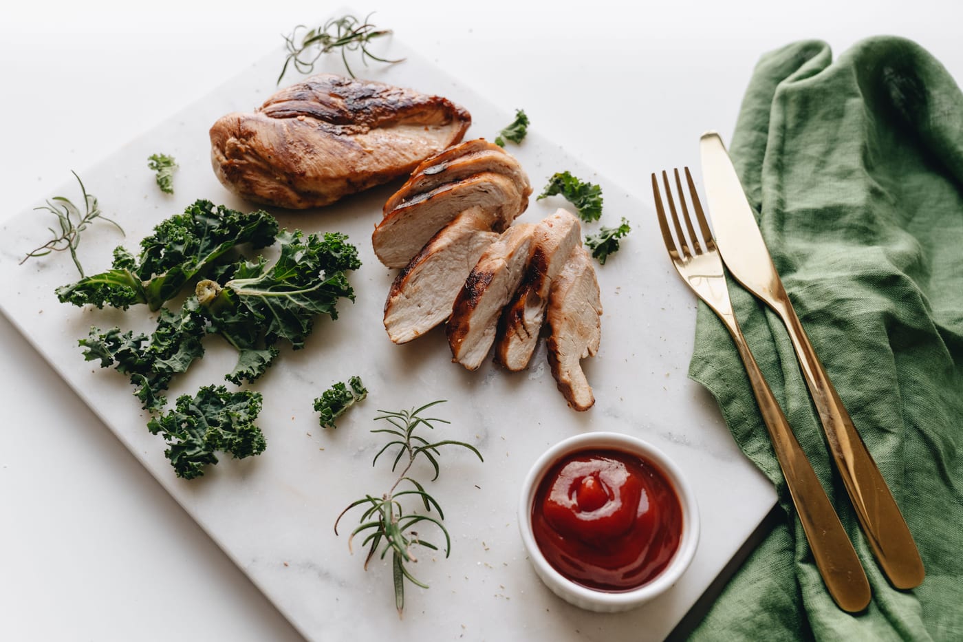 Grilled chicken with kale